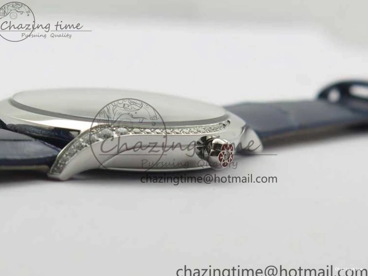 0412 Ladies’ De Ville Trésor Diamond Blue Dial Blue Fabric Watch OXF 1:1 Best Edition Swiss Quartz Upgraded 7892